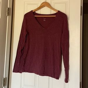 Maroon Long Sleeve V-Neck Tee